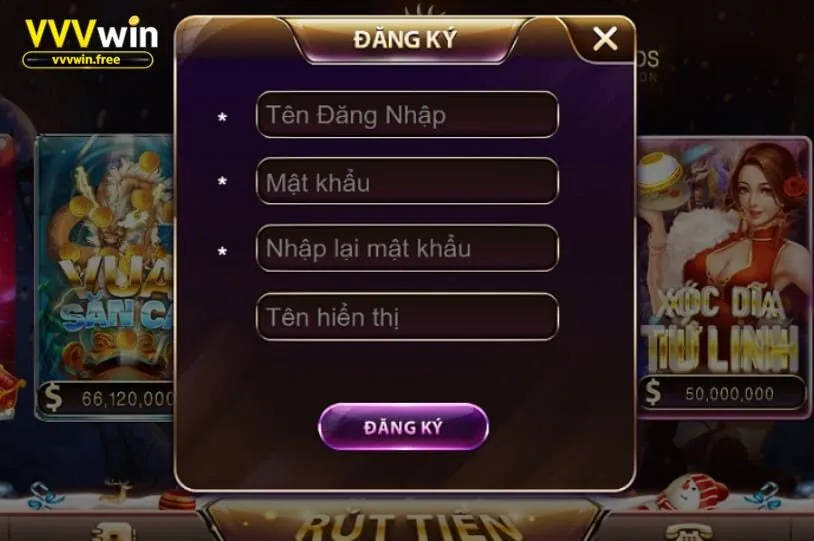 Đăng ký tài khoản tại Vvvwin